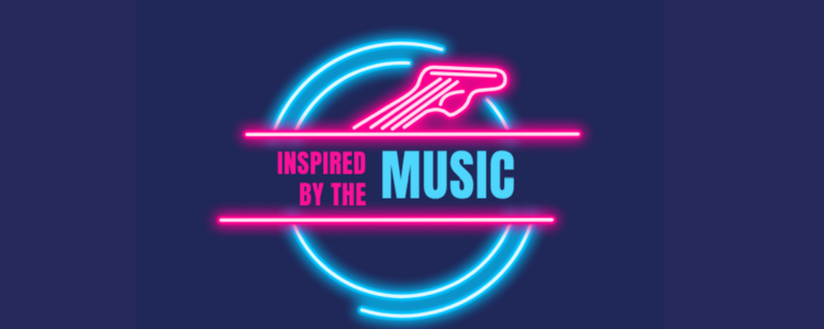 Inspired by the music retro logo in fluorescent pink and blue